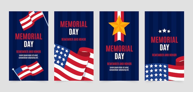 Flat memorial day instagram stories collection