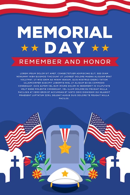 flat memorial day vertical banner illustration design