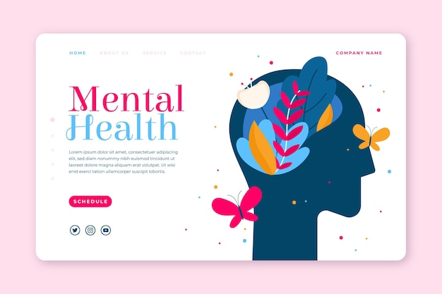 Flat mental health landing page template