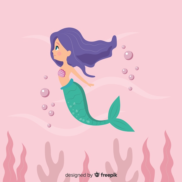 Flat mermaid background