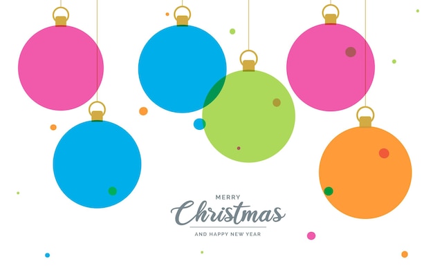 Flat merry christmas decorative Ball elements hanging Vector background illustration