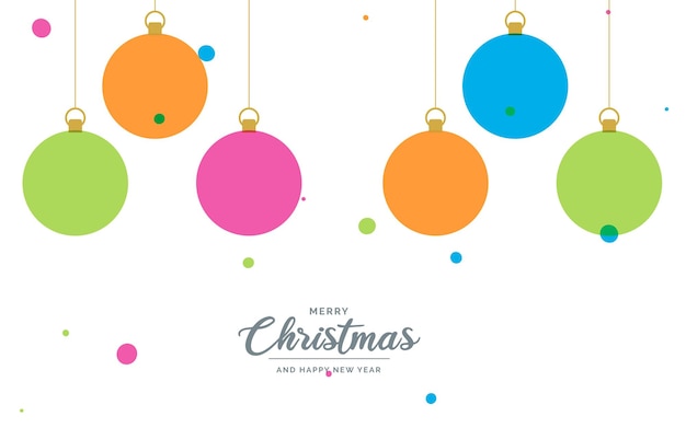 Flat merry christmas decorative Ball elements hanging Vector background illustration