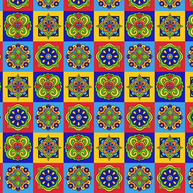 Flat mexican talavera pattern design