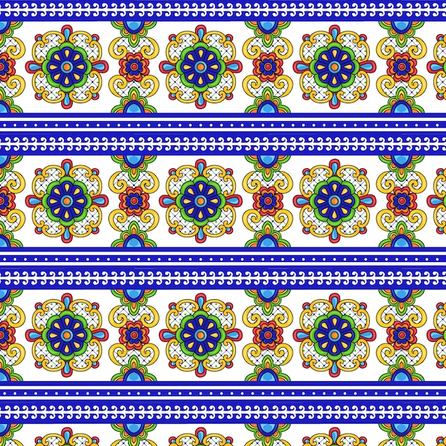 Flat mexican talavera pattern design