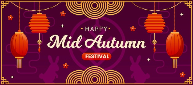 Flat mid-autumn festival banner