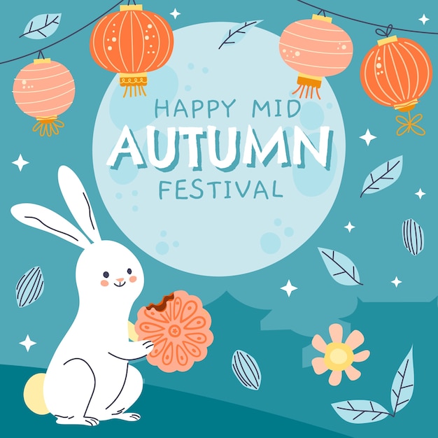 Flat mid-autumn festival illustration