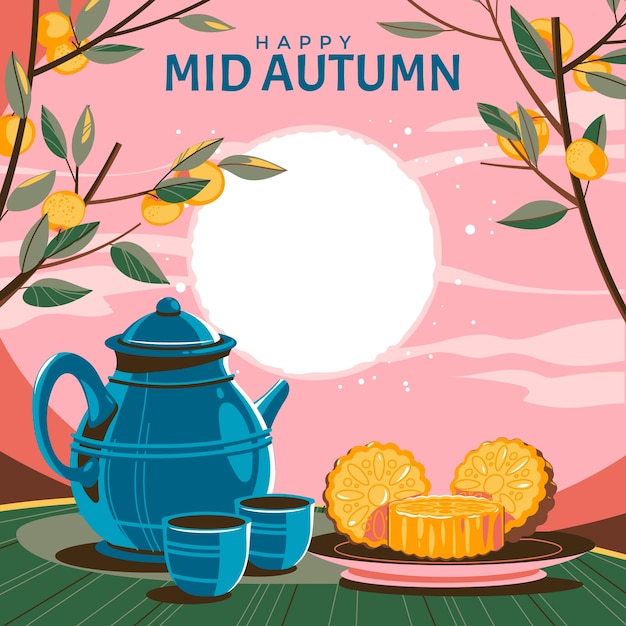 Flat mid-autumn festival illustration