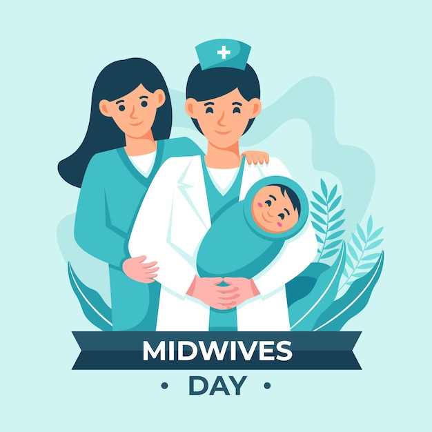 Flat midwives day illustration