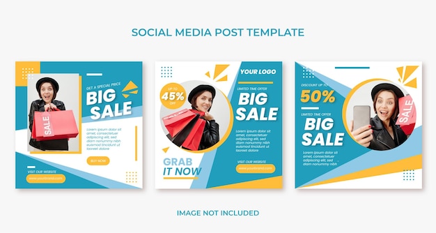 Flat minimal big sale promo social media post template