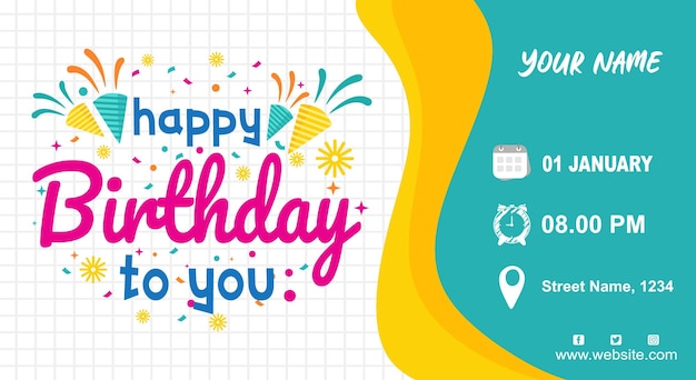 Flat minimal birthday background template design