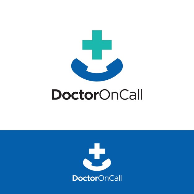 Vector flat and minimal doctor on call logo with plus sign