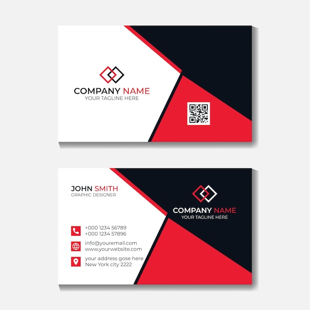 Flat minimal horizontal corporate business card design template Free Vector