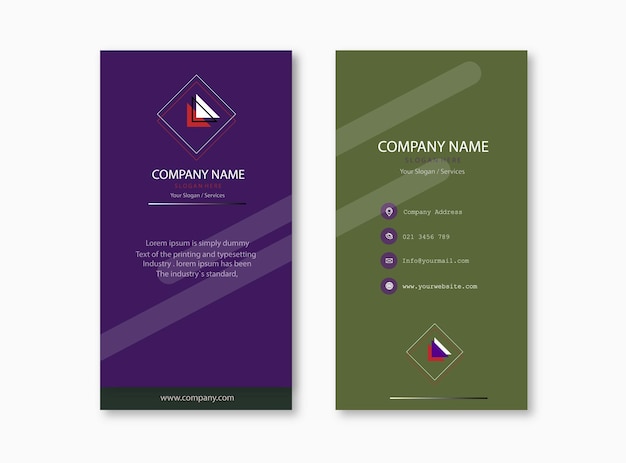 Flat minimal horizontal double - sided business card template