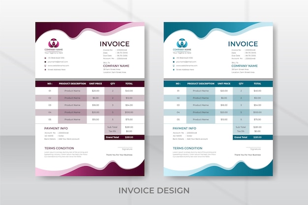 Flat and minimal invoice design template