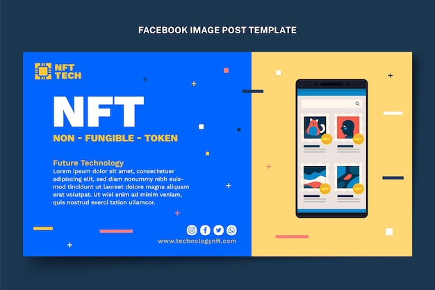 Flat minimal technology social media post template