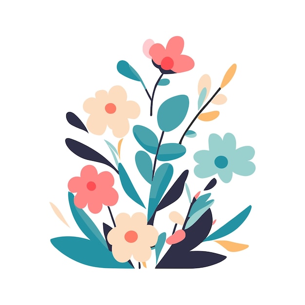 Flat minimalist vector illustration of flowers