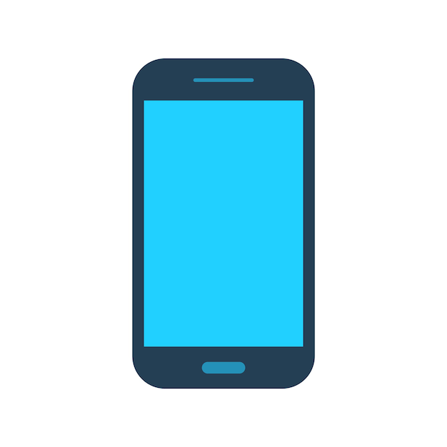 Flat Mobile Phone Blue Color Icon Isolated Vector Illustration