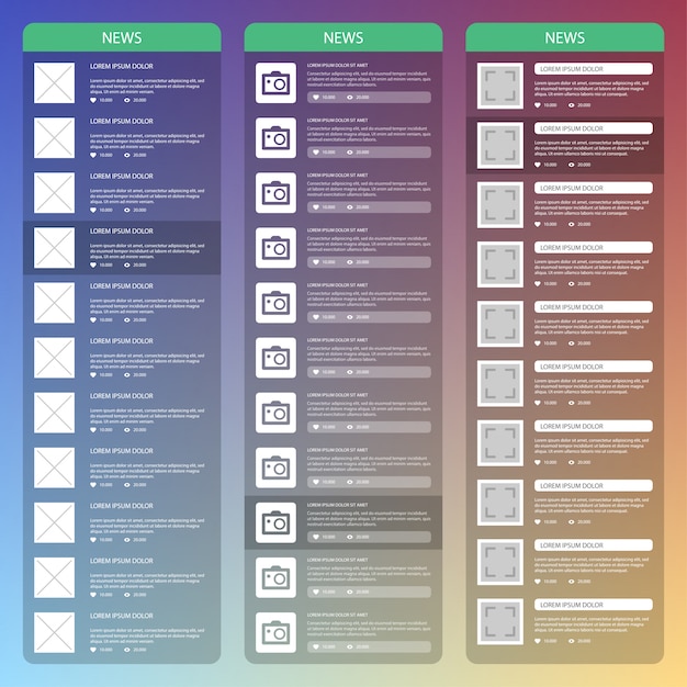 Flat Mobile UI Design. News page.