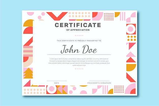 Flat modern certificate template