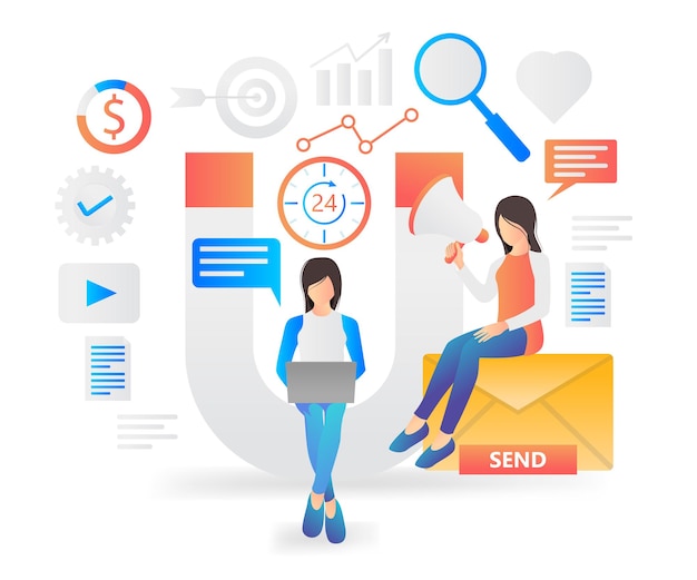 Flat modern illustration about email marketing strategy