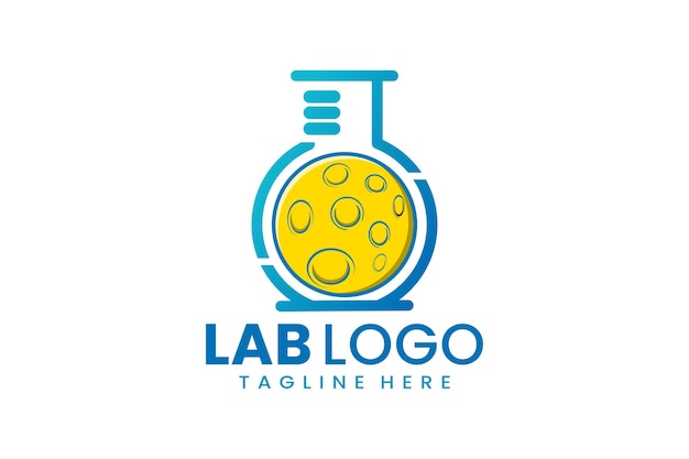 Flat modern simple moon laboratory logo template