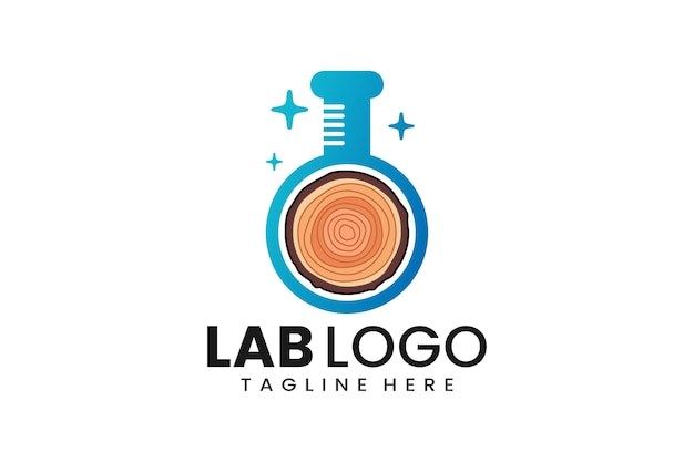 Flat modern simple wood laboratory logo template