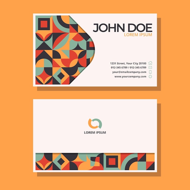 Flat mosaic business card design