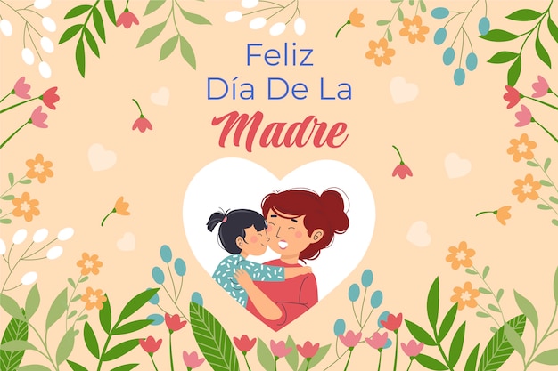 Flat mother's day background in spanish