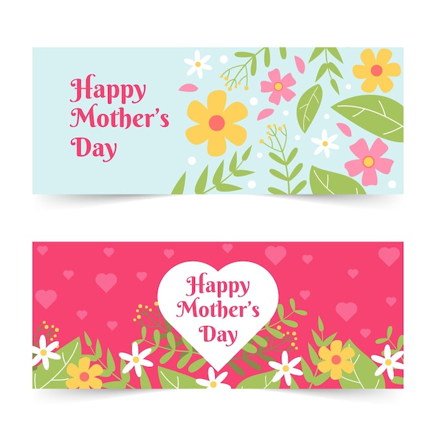 Vector flat mother's day banners set