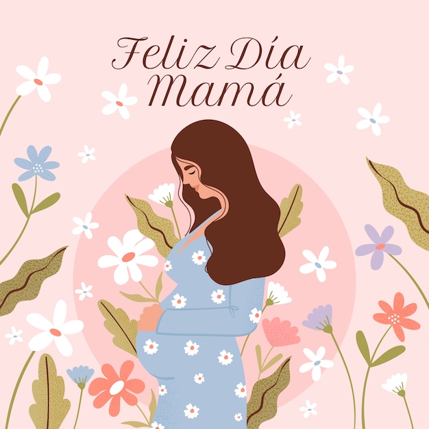 Flat mother's day illustration in spanish