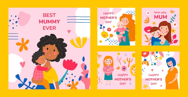 Flat mother's day instagram posts collection