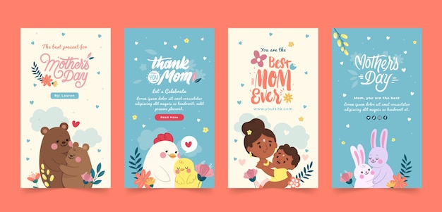 Flat mother's day instagram stories collection