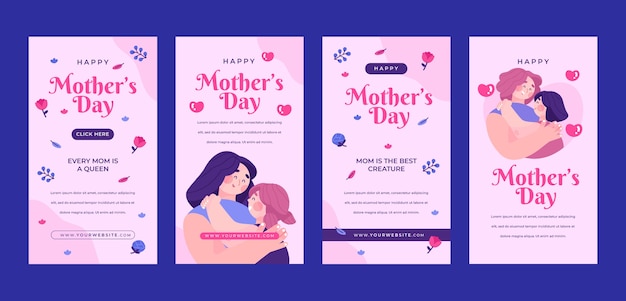 Flat mother's day instagram stories collection