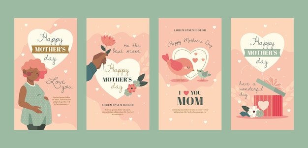 Flat mother's day instagram stories collection