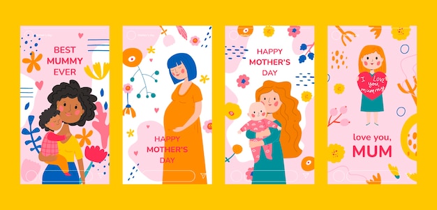 Flat mother's day instagram stories collection