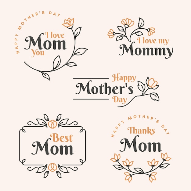 Flat mother's day label set