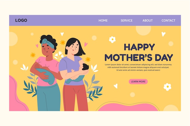 Flat mother's day landing page template