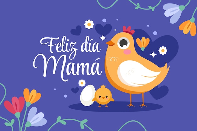 Flat mothers day background in spanish