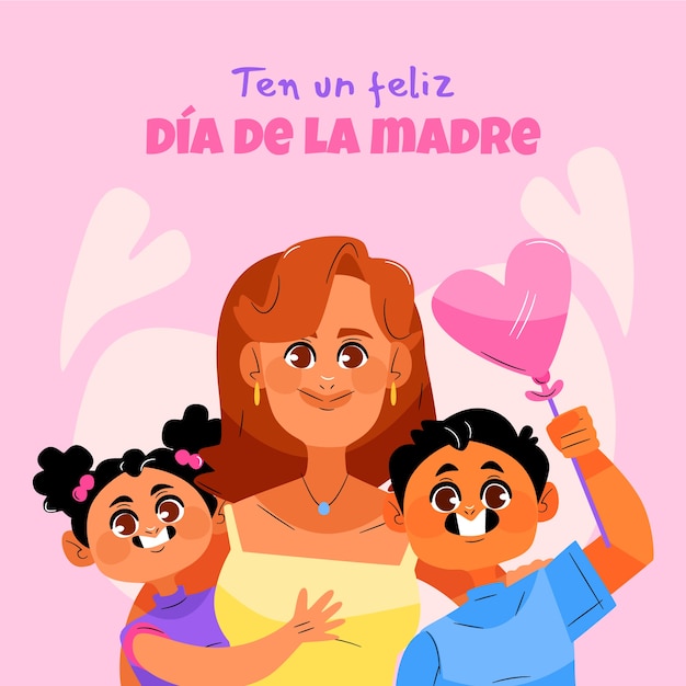 Flat mothers day illustration in spanish