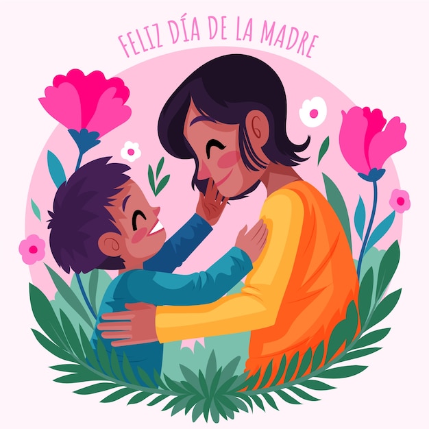 Flat mothers day illustration in spanish