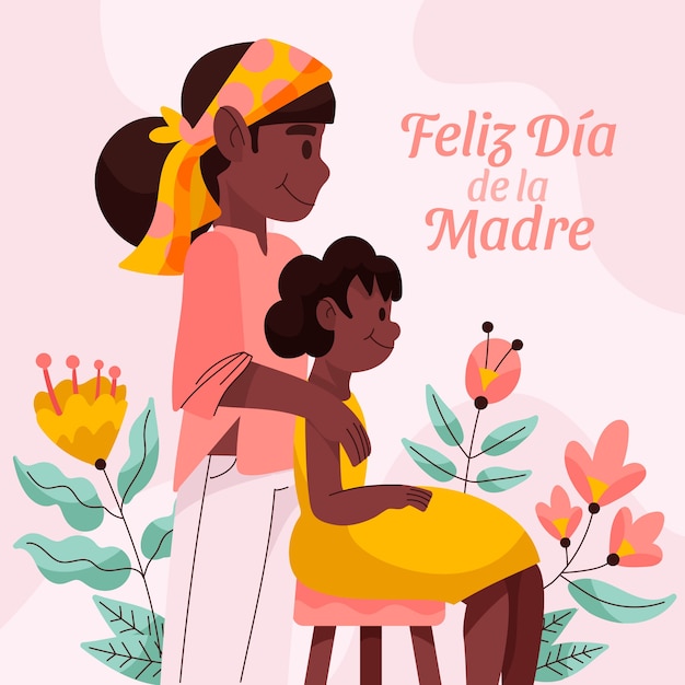 Flat mothers day illustration in spanish