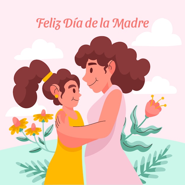 Flat mothers day illustration in spanish