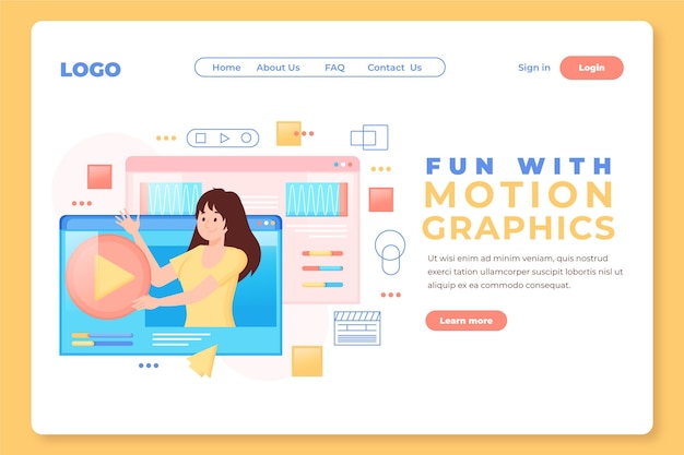 Flat motiongraphics landing page template