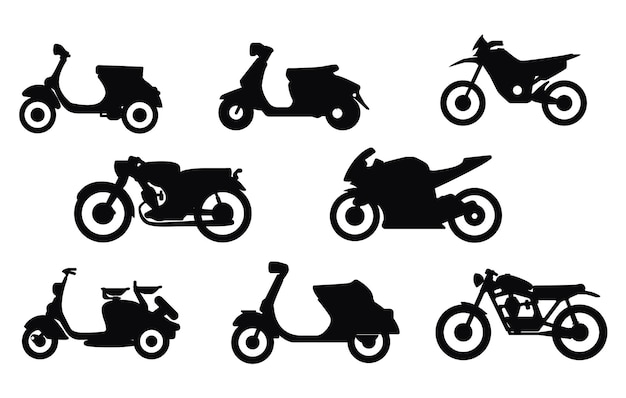 Flat Motorcycle Silhouettes Collection