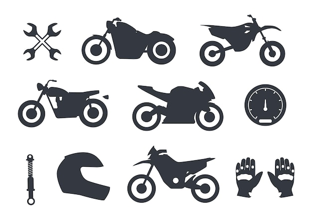 Flat Motorcycle Silhouettes Collection