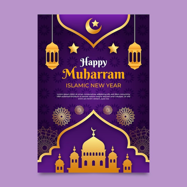 Flat muharram vertical poster template