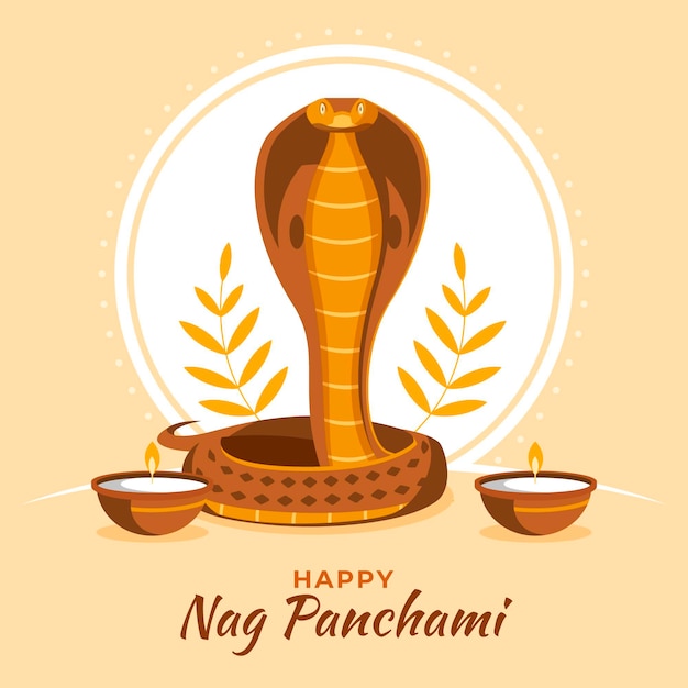 Flat nag panchami illustration