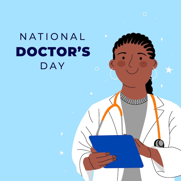 Flat national doctor's day illustration with medic