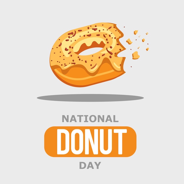 Flat national donut day celebration background with bitten donut drawing illustration