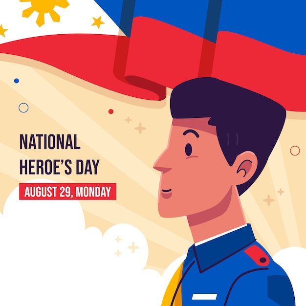 Vector flat national heroes day illustration with soldier